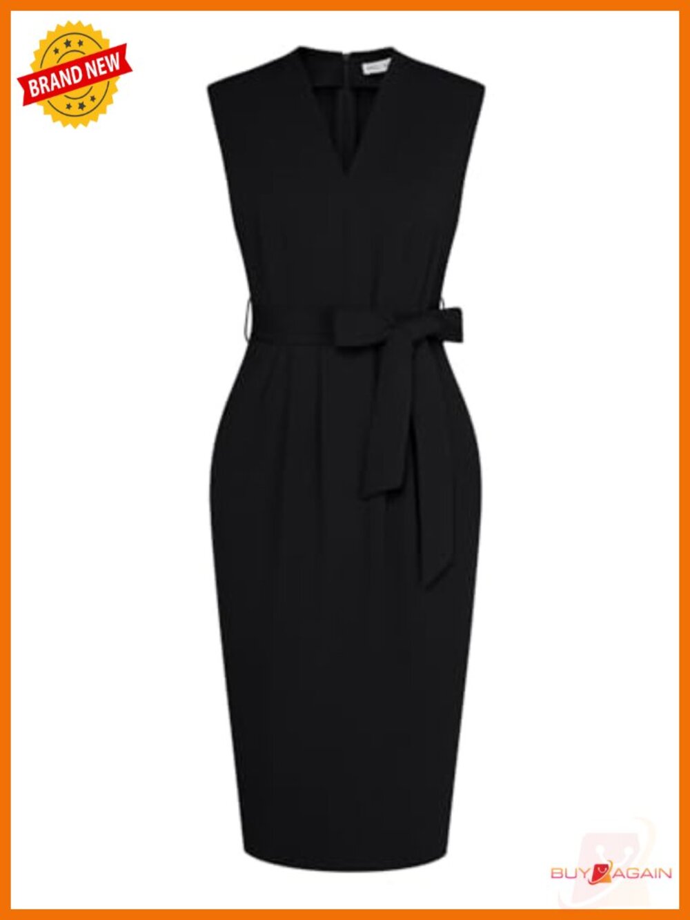 Women's Bodycon Midi Dress Sleeveless V-Neck Work Business Office